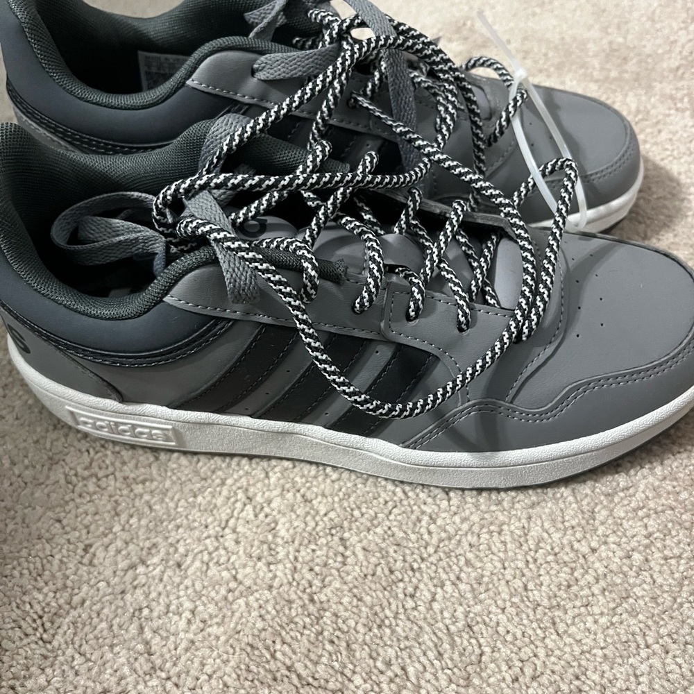 Adidas kids size 5 grey and black sneakers!